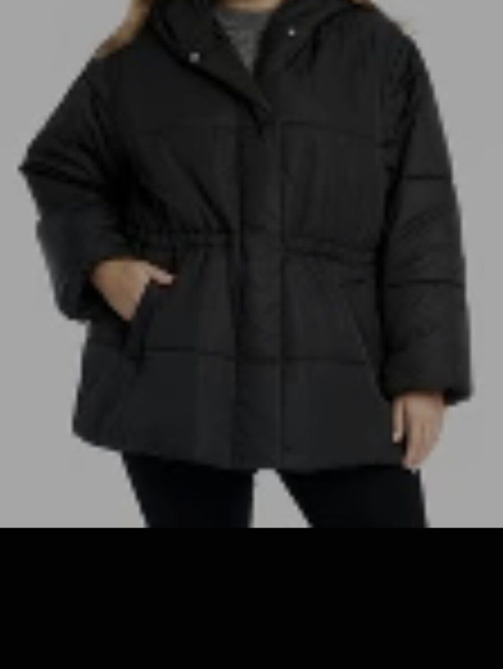 Ava & Viv Black Mid-Length Puffer Jacket - Plus Size 3X Oversized Fit!